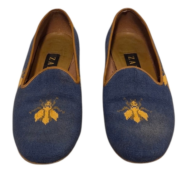 Zalo Vintage Needlepoint Tapestry Embroidered Slip On Loafer Mules Flats Size 9 - Picture 2 of 8